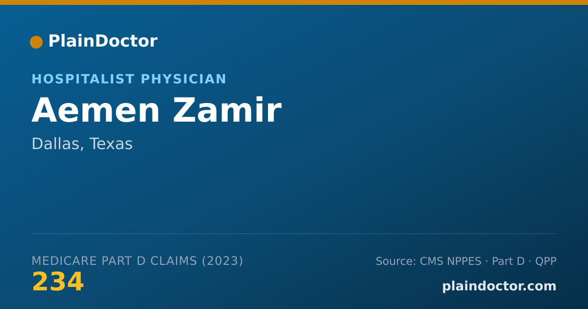 Shareable card for Aemen Zamir - Hospitalist Physician, Dallas, TX