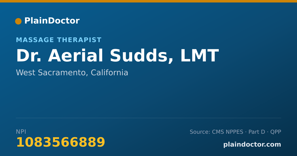 Shareable card for Aerial Sudds, LMT - Massage Therapist, West Sacramento, CA
