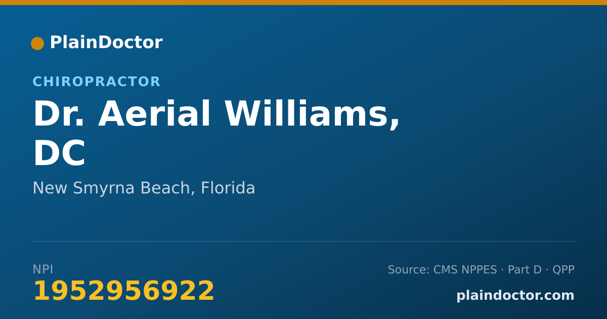 Shareable card for Aerial Williams, DC - Chiropractor, New Smyrna Beach, FL