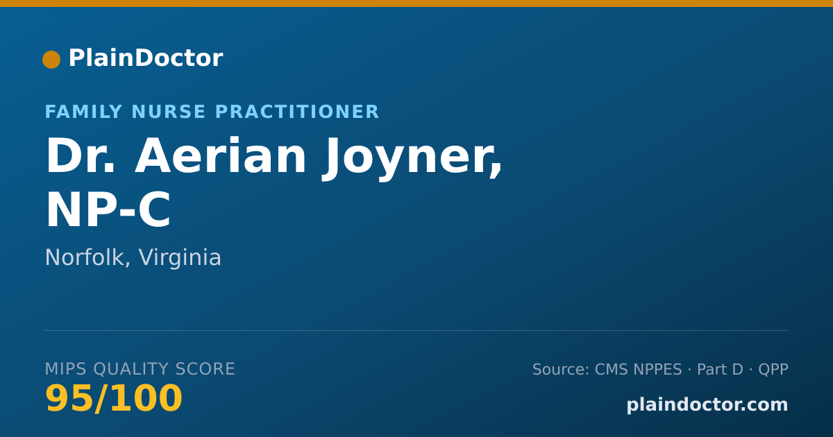 Shareable card for Aerian Joyner, NP-C - Family Nurse Practitioner, Norfolk, VA