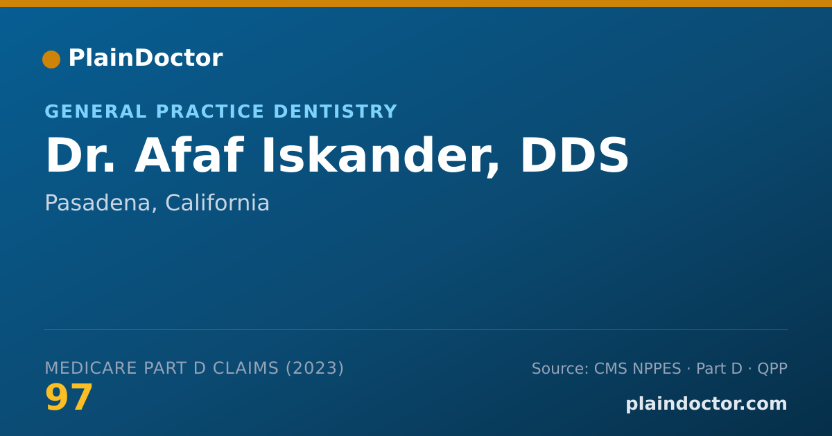 Shareable card for Afaf Iskander, DDS - General Practice Dentistry, Pasadena, CA