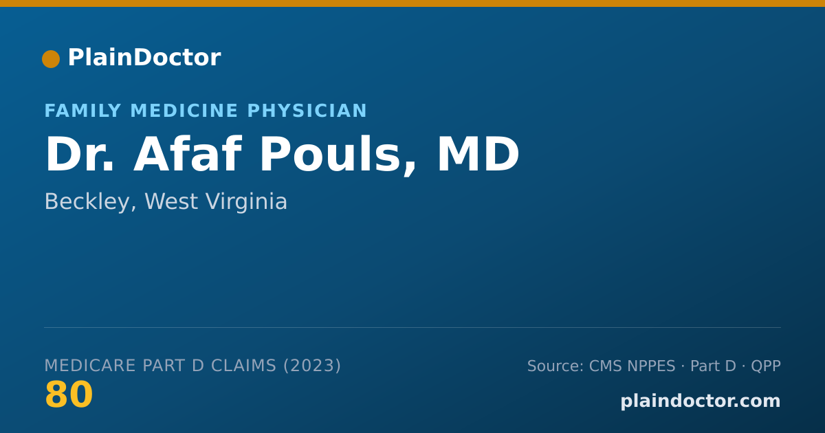 Shareable card for Afaf Pouls, MD - Family Medicine Physician, Beckley, WV