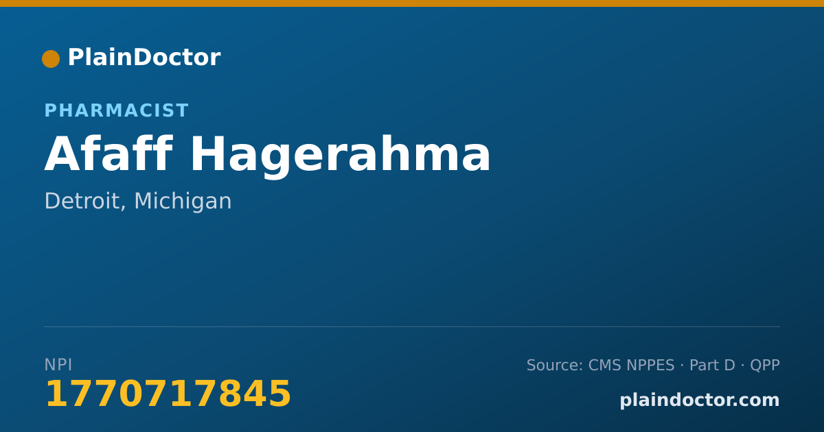Shareable card for Afaff Hagerahma - Pharmacist, Detroit, MI