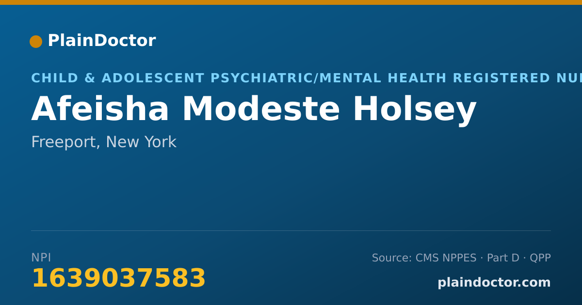 Shareable card for Afeisha Modeste Holsey - Child & Adolescent Psychiatric/Mental Health Registered Nurse, Freeport, NY