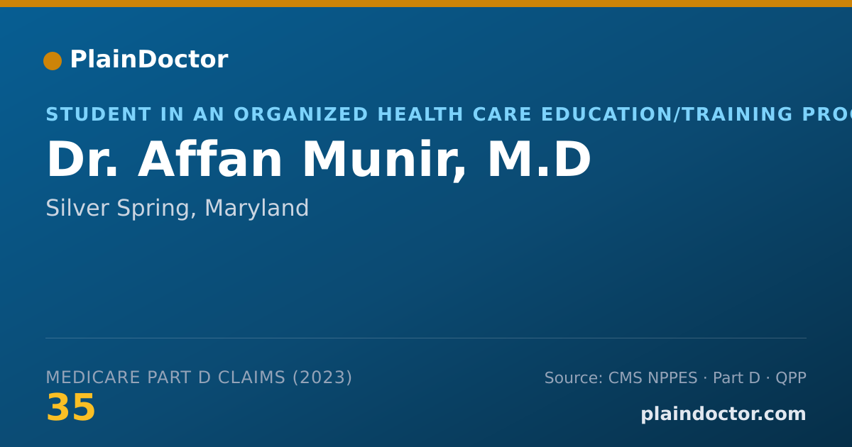 Shareable card for Affan Munir, M.D - Student in an Organized Health Care Education/Training Program, Silver Spring, MD