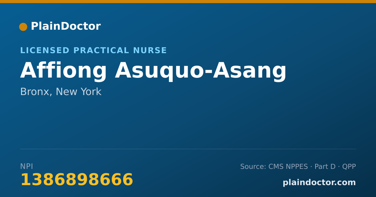 Shareable card for Affiong Asuquo-Asang - Licensed Practical Nurse, Bronx, NY
