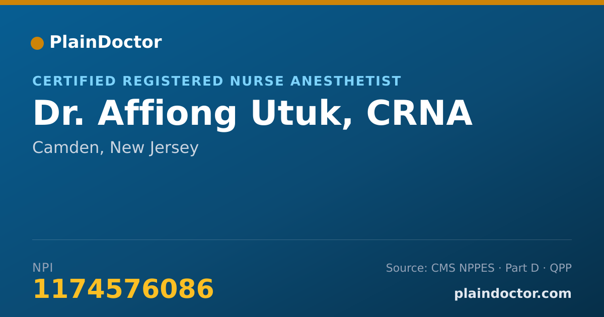 Shareable card for Affiong Utuk, CRNA - Certified Registered Nurse Anesthetist, Camden, NJ