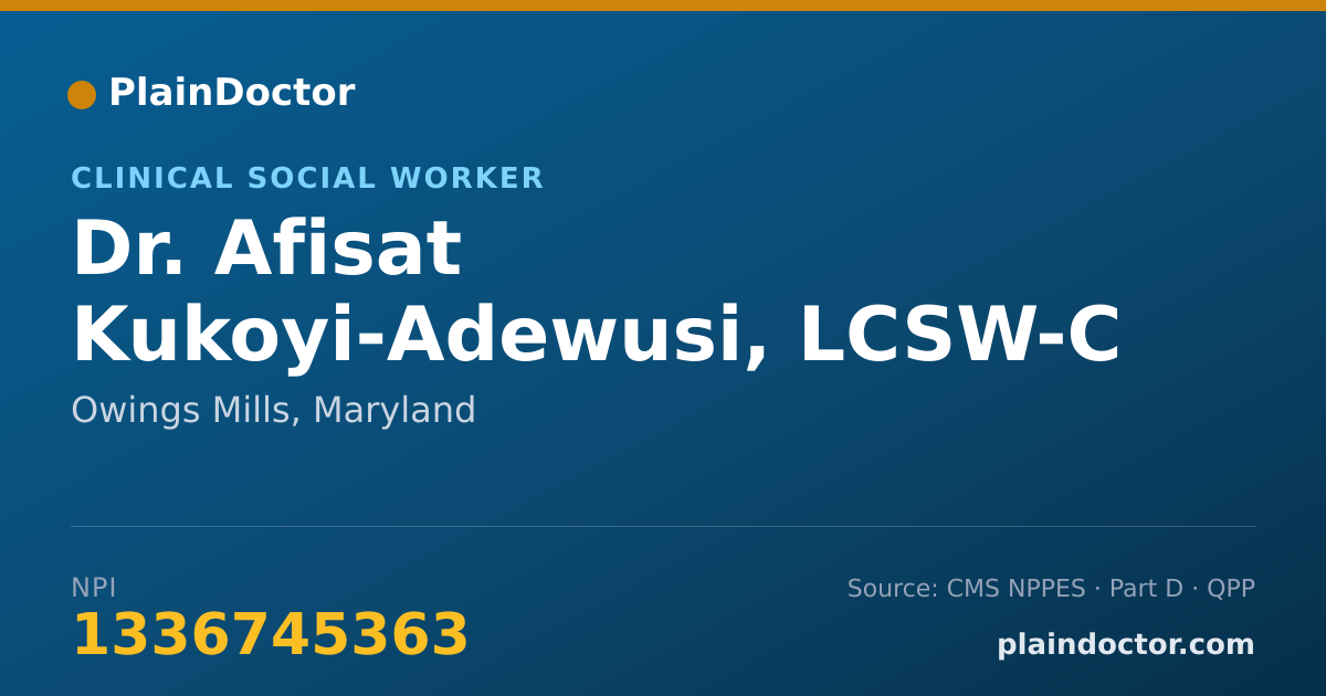 Shareable card for Afisat Kukoyi-Adewusi, LCSW-C - Clinical Social Worker, Owings Mills, MD