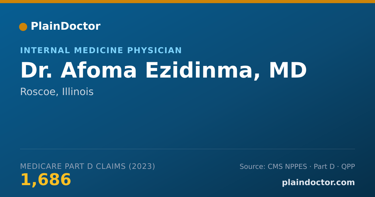 Shareable card for Afoma Ezidinma, MD - Internal Medicine Physician, Roscoe, IL