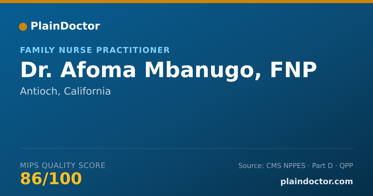 Shareable card for Afoma Mbanugo, FNP - Family Nurse Practitioner, Antioch, CA