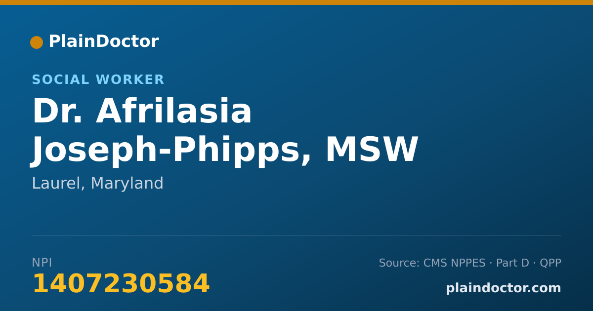 Shareable card for Afrilasia Joseph-Phipps, MSW - Social Worker, Laurel, MD