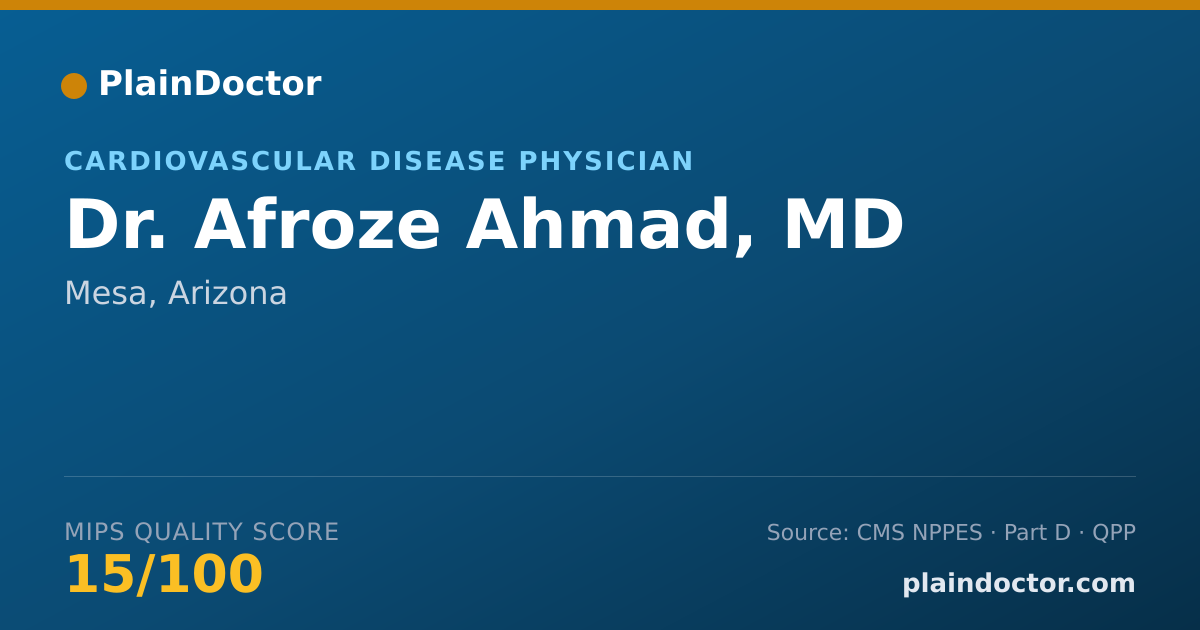 Shareable card for Afroze Ahmad, MD - Cardiovascular Disease Physician, Mesa, AZ