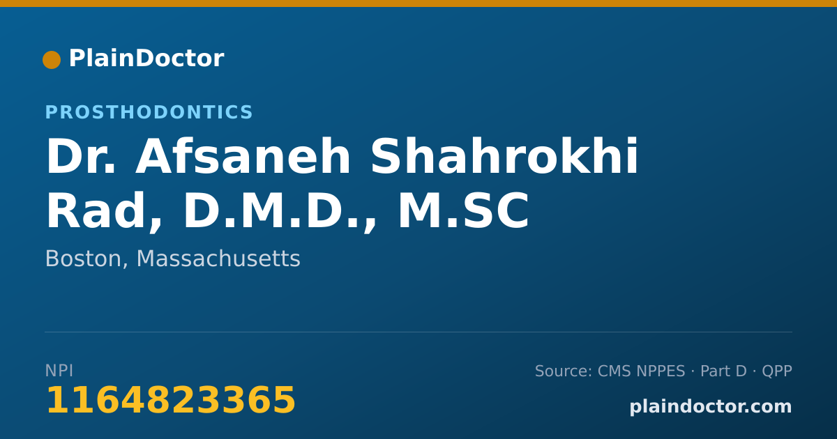Shareable card for Afsaneh Shahrokhi Rad, D.M.D., M.SC - Prosthodontics, Boston, MA