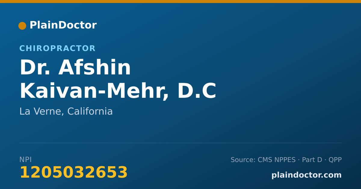Shareable card for Afshin Kaivan-Mehr, D.C - Chiropractor, La Verne, CA