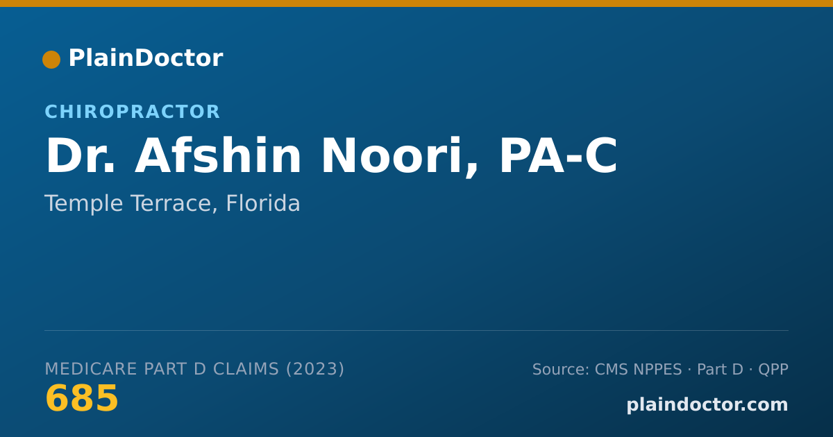 Shareable card for Afshin Noori, PA-C - Chiropractor, Temple Terrace, FL