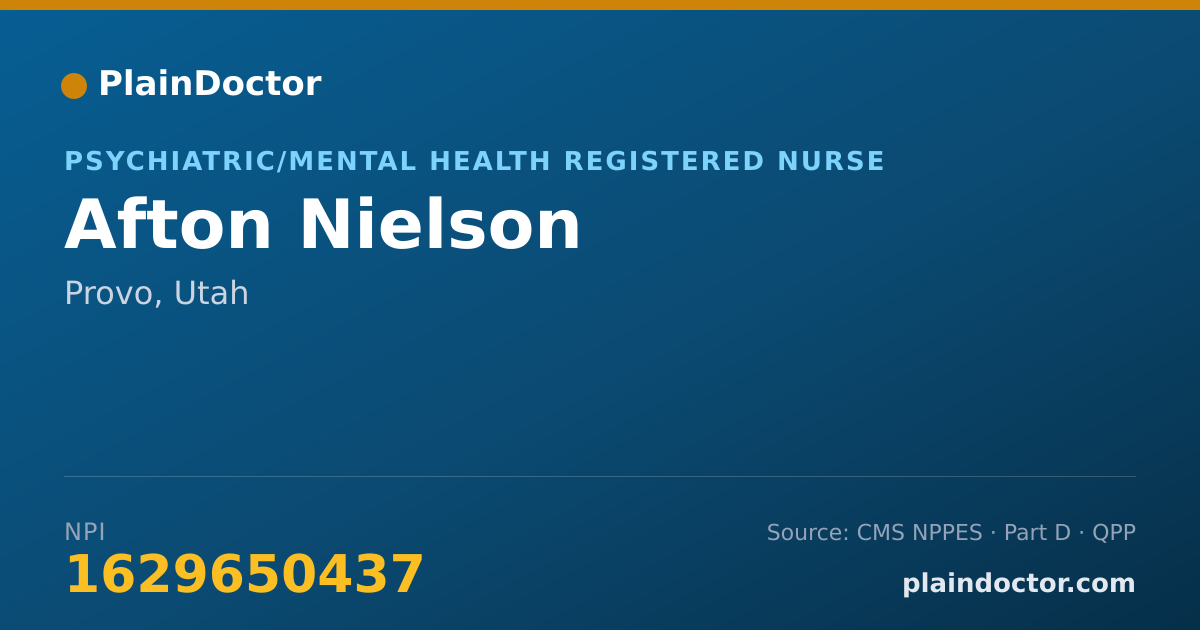 Shareable card for Afton Nielson - Psychiatric/Mental Health Registered Nurse, Provo, UT