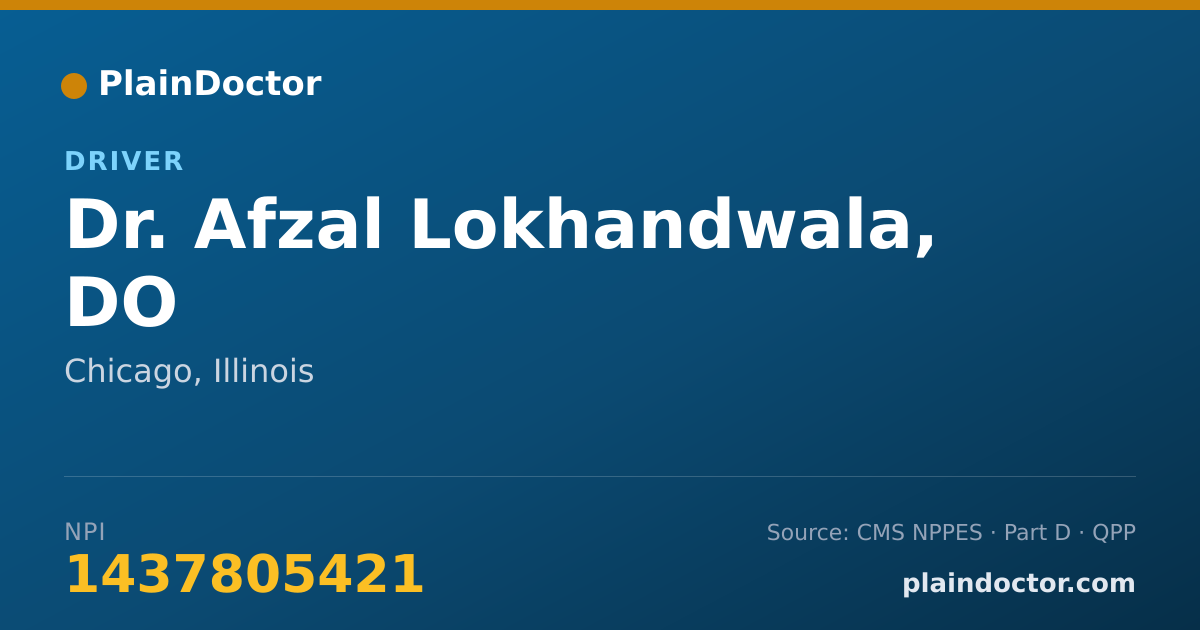 Shareable card for Afzal Lokhandwala, DO - Driver, Chicago, IL
