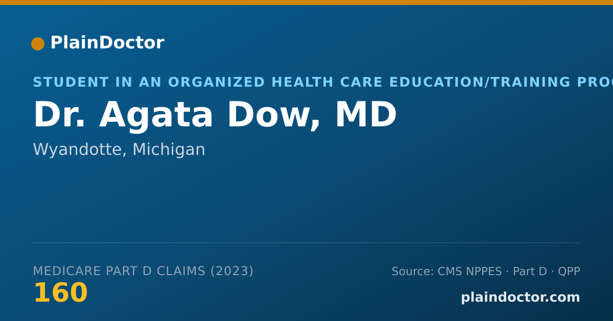 Shareable card for Agata Dow, MD - Student in an Organized Health Care Education/Training Program, Wyandotte, MI
