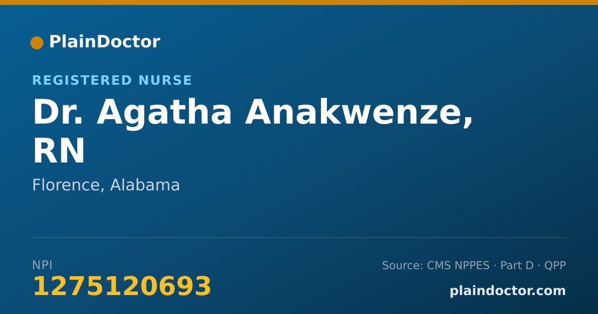Shareable card for Agatha Anakwenze, RN - Registered Nurse, Florence, AL