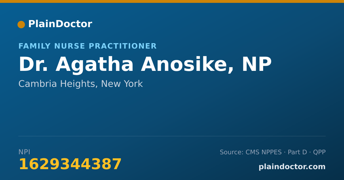 Shareable card for Agatha Anosike, NP - Family Nurse Practitioner, Cambria Heights, NY