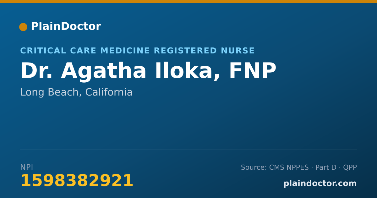 Shareable card for Agatha Iloka, FNP - Critical Care Medicine Registered Nurse, Long Beach, CA