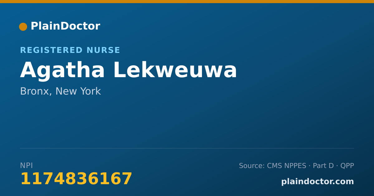 Shareable card for Agatha Lekweuwa - Registered Nurse, Bronx, NY