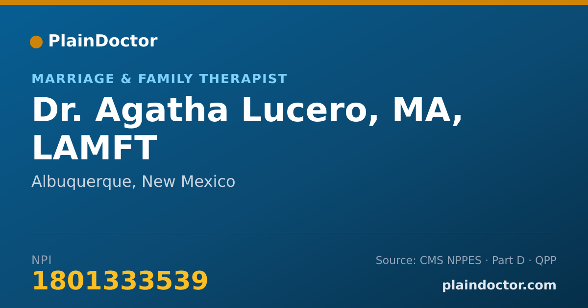 Shareable card for Agatha Lucero, MA, LAMFT - Marriage & Family Therapist, Albuquerque, NM