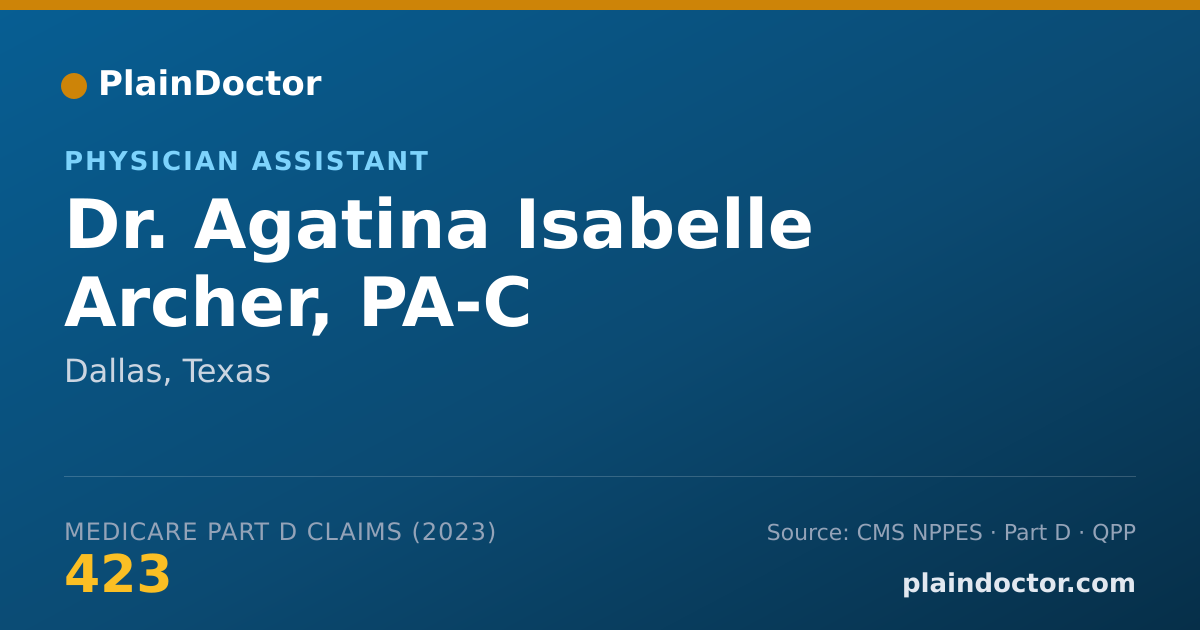 Shareable card for Agatina Isabelle Archer, PA-C - Physician Assistant, Dallas, TX