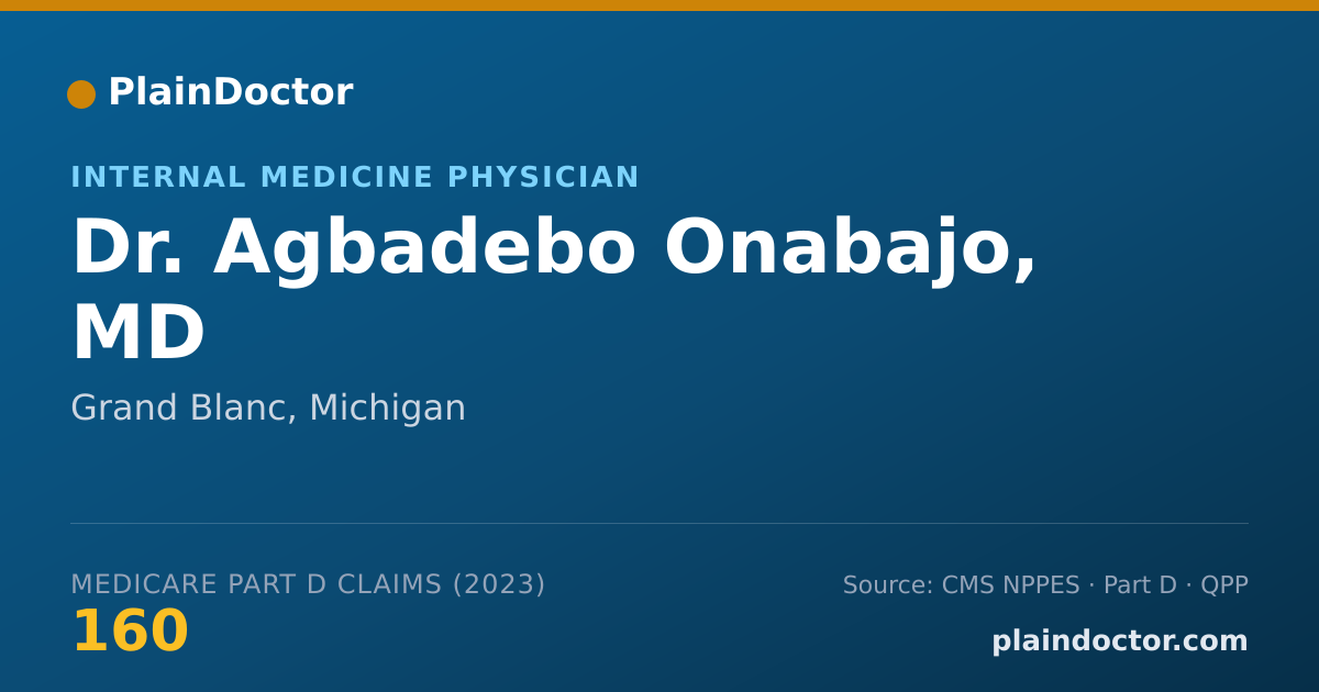 Shareable card for Agbadebo Onabajo, MD - Internal Medicine Physician, Grand Blanc, MI