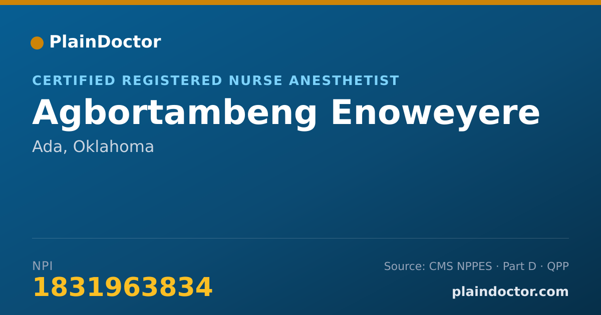 Shareable card for Agbortambeng Enoweyere - Certified Registered Nurse Anesthetist, Ada, OK