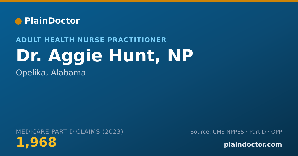 Shareable card for Aggie Hunt, NP - Adult Health Nurse Practitioner, Opelika, AL