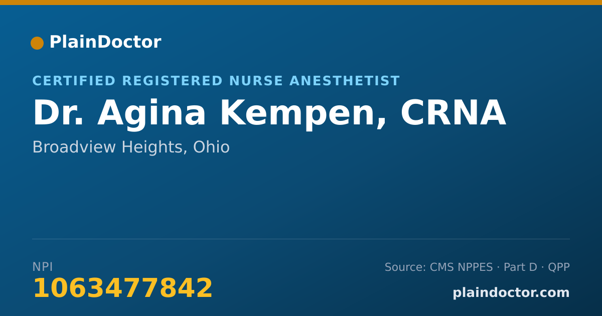 Shareable card for Agina Kempen, CRNA - Certified Registered Nurse Anesthetist, Broadview Heights, OH