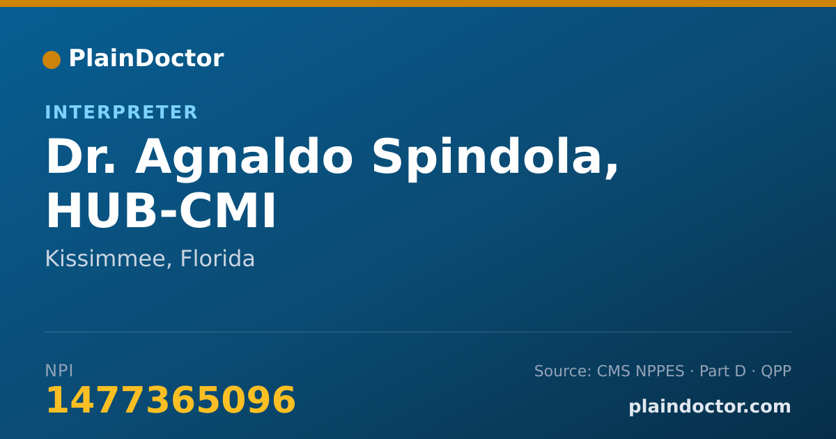 Shareable card for Agnaldo Spindola, HUB-CMI - Interpreter, Kissimmee, FL