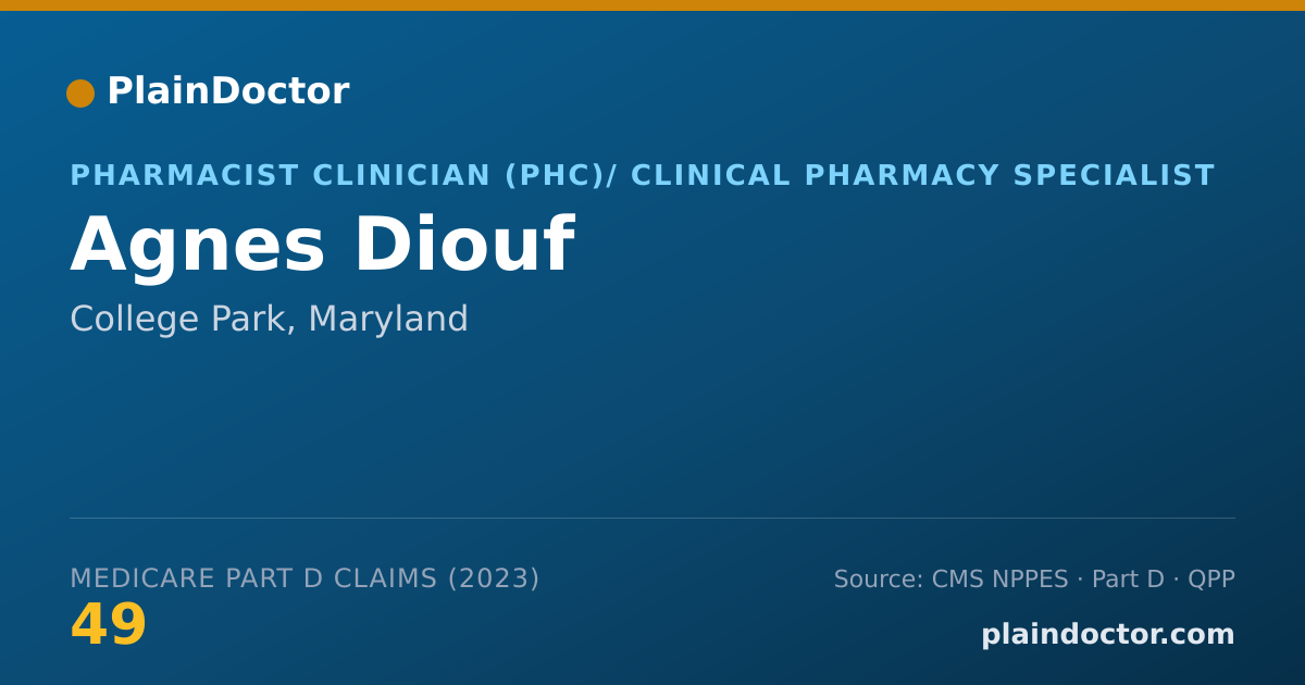 Shareable card for Agnes Diouf - Pharmacist Clinician (PhC)/ Clinical Pharmacy Specialist, College Park, MD
