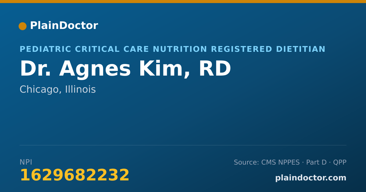 Shareable card for Agnes Kim, RD - Pediatric Critical Care Nutrition Registered Dietitian, Chicago, IL