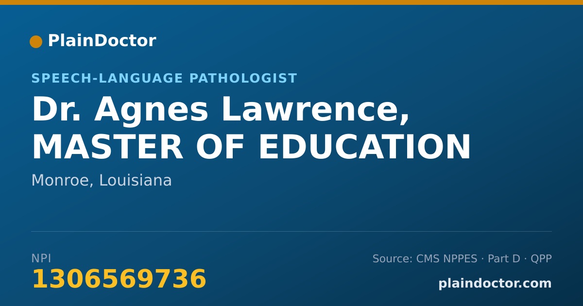 Shareable card for Agnes Lawrence, MASTER OF EDUCATION - Speech-Language Pathologist, Monroe, LA