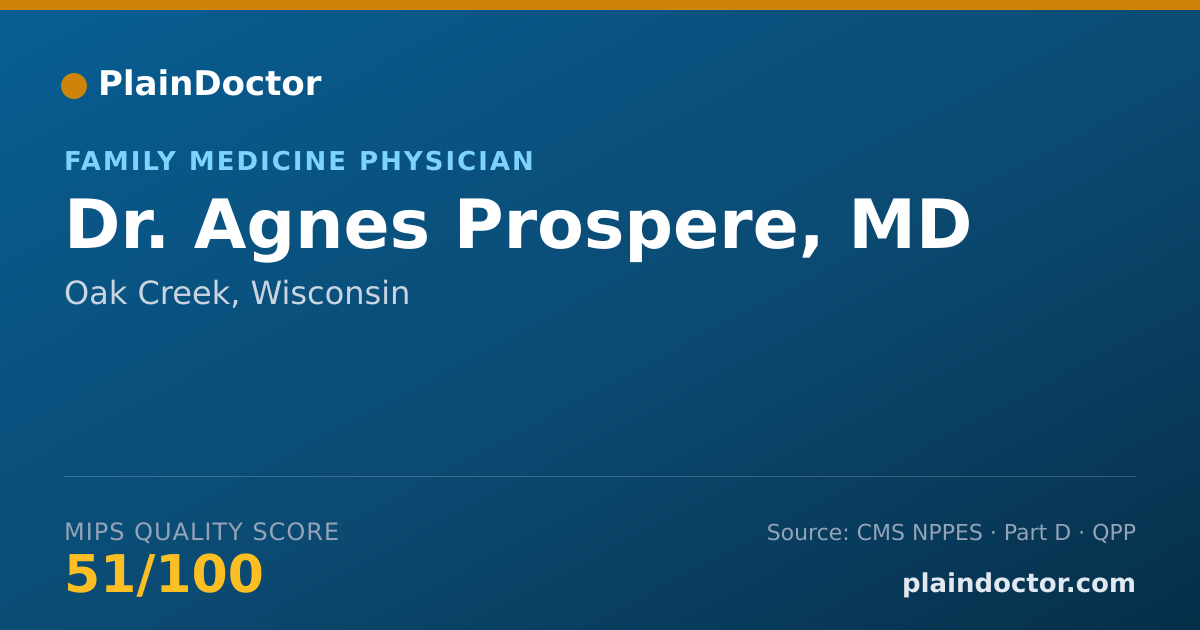 Shareable card for Agnes Prospere, MD - Family Medicine Physician, Oak Creek, WI