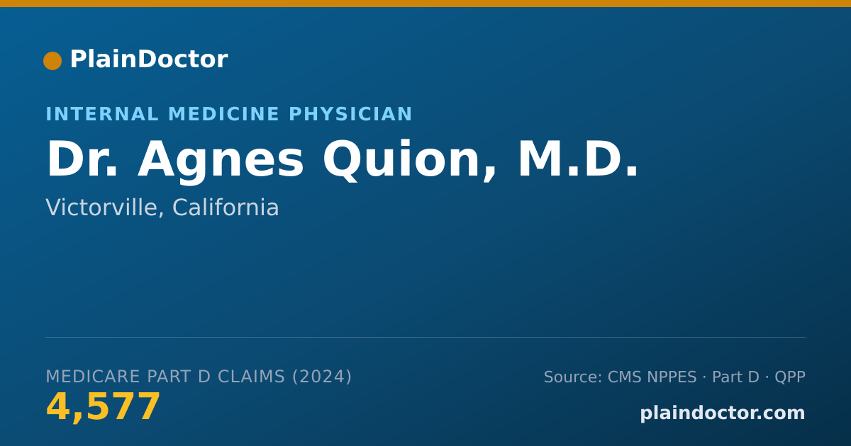Shareable card for Agnes Quion, M.D. - Internal Medicine Physician, Victorville, CA