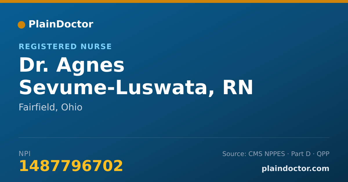Shareable card for Agnes Sevume-Luswata, RN - Registered Nurse, Fairfield, OH