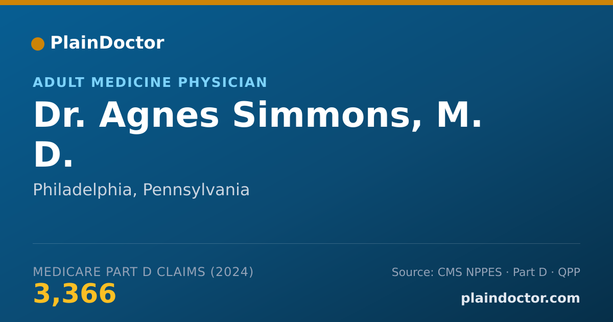 Shareable card for Agnes Simmons, M. D. - Adult Medicine Physician, Philadelphia, PA