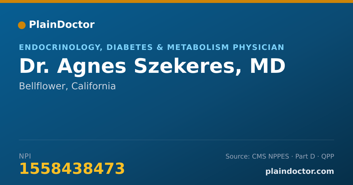Shareable card for Agnes Szekeres, MD - Endocrinology, Diabetes & Metabolism Physician, Bellflower, CA
