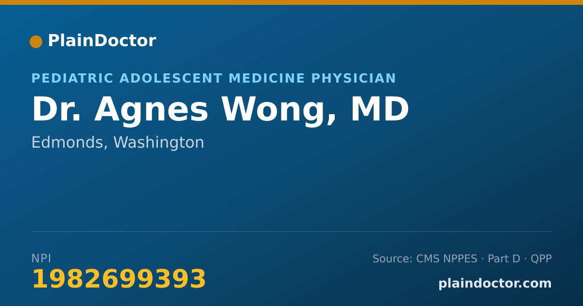 Shareable card for Agnes Wong, MD - Pediatric Adolescent Medicine Physician, Edmonds, WA
