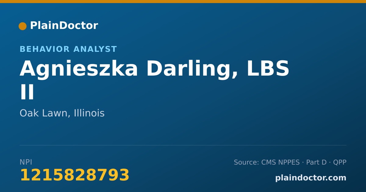 Shareable card for Agnieszka Darling, LBS II - Behavior Analyst, Oak Lawn, IL