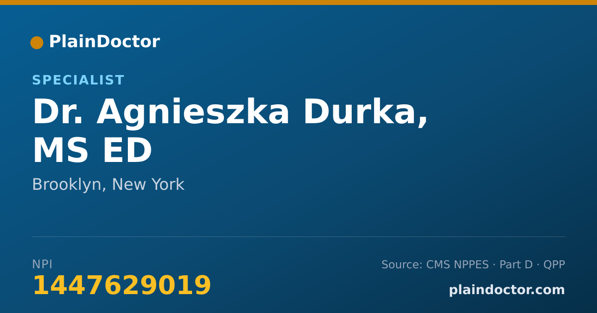 Shareable card for Agnieszka Durka, MS ED - Specialist, Brooklyn, NY
