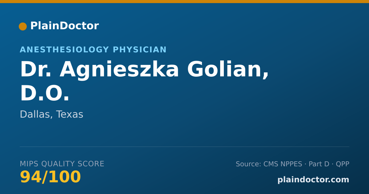 Shareable card for Agnieszka Golian, D.O. - Anesthesiology Physician, Dallas, TX