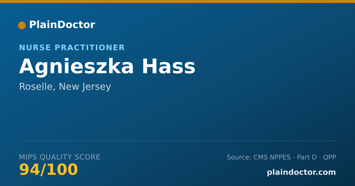 Shareable card for Agnieszka Hass - Nurse Practitioner, Roselle, NJ