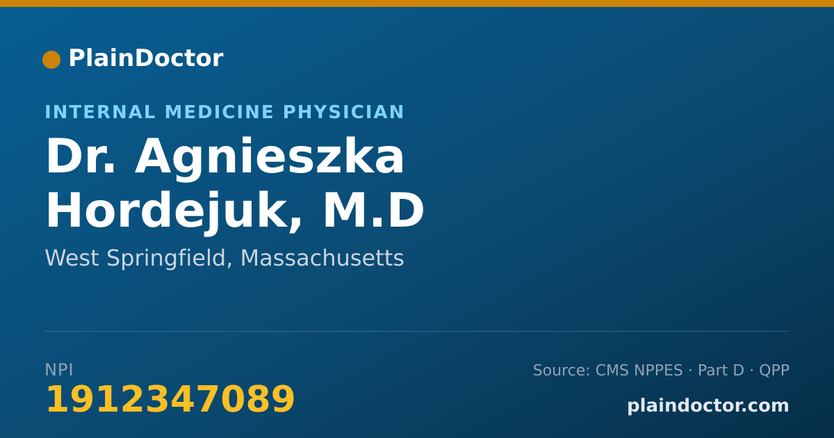 Shareable card for Agnieszka Hordejuk, M.D - Internal Medicine Physician, West Springfield, MA