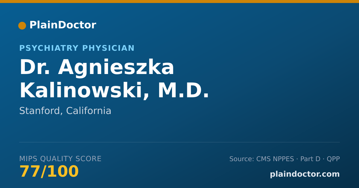 Shareable card for Agnieszka Kalinowski, M.D. - Psychiatry Physician, Stanford, CA