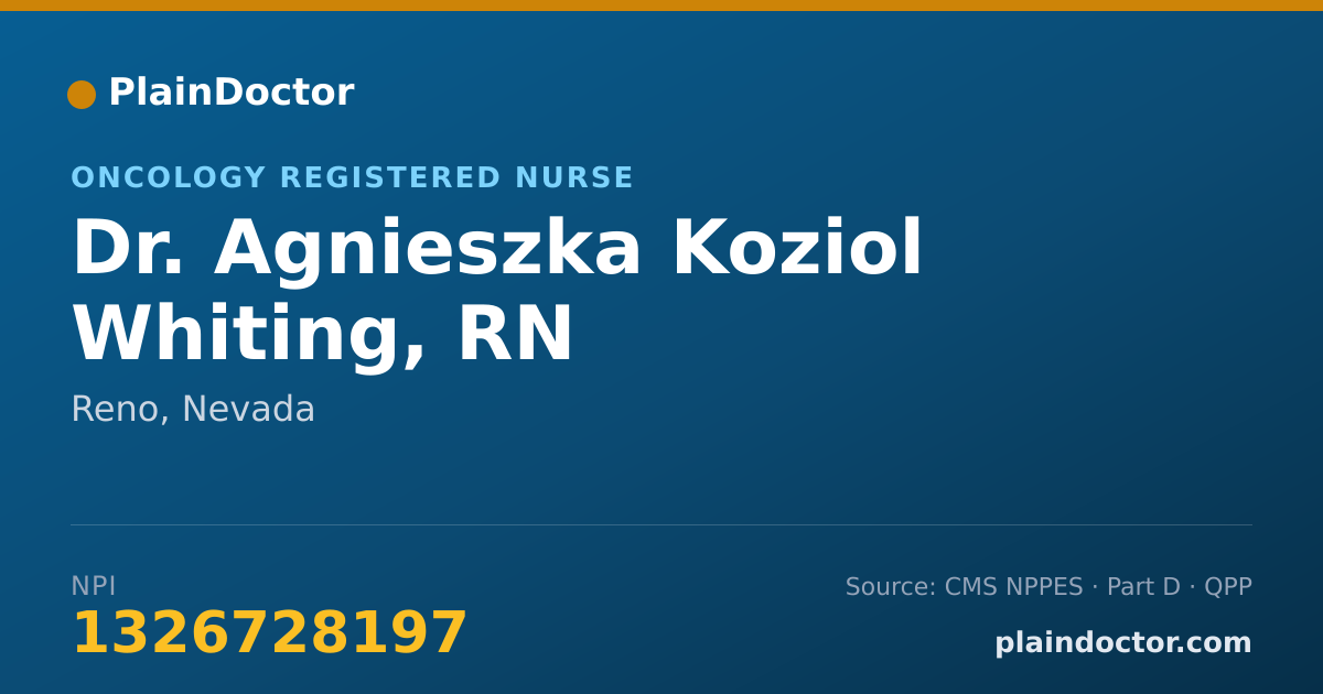 Shareable card for Agnieszka Koziol Whiting, RN - Oncology Registered Nurse, Reno, NV