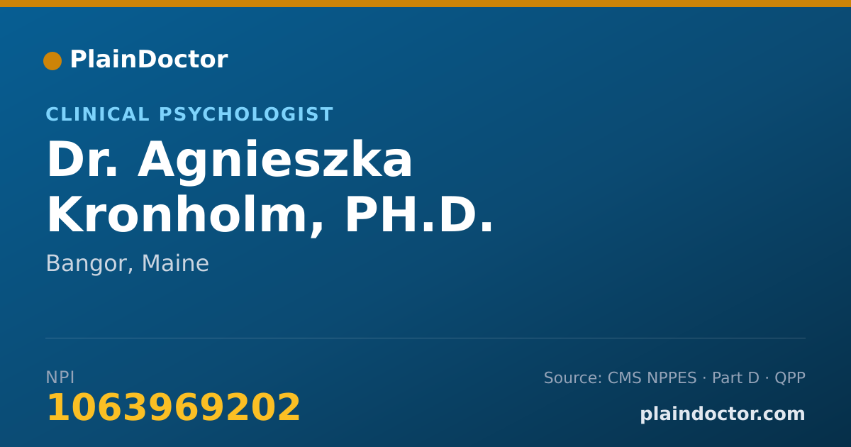 Shareable card for Agnieszka Kronholm, PH.D. - Clinical Psychologist, Bangor, ME